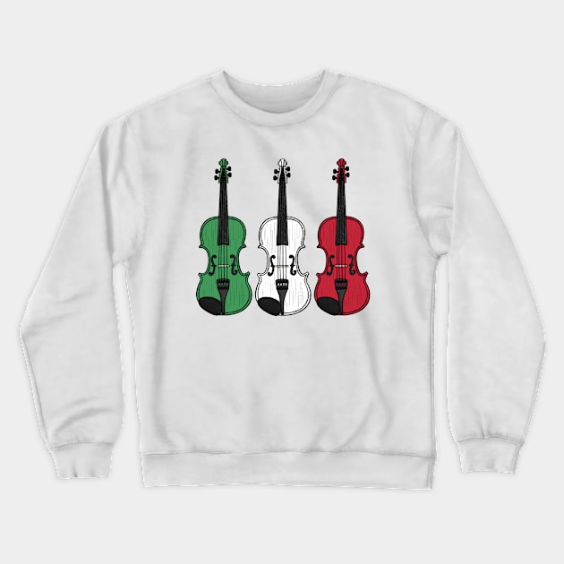 Violin Italian Flag Violinist Musician Italy Crewneck Sweatshirt by doodlerob